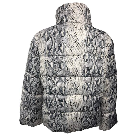 Betsey Johnson Womens Gray Snake Skin Animal Ski Puffer Quilted Coat Jacket Sz S - Picture 3 of 5